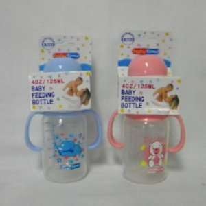  4Oz Plastic Baby Bottle W Handles Bpa Free Case Pack 48 