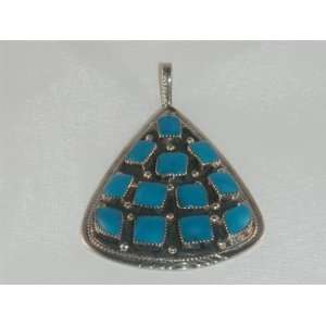  Native American Jewelry Multi Stone Silver Pendant   PD 
