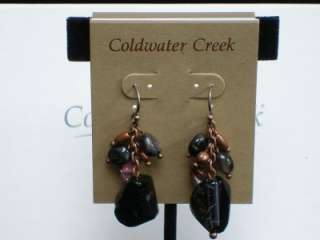 COLDWATER CREEK TOURMALINE BAUBLE BEAD EARRINGS, FRENCH WIRES, NEW ON 