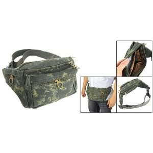  Gino Travel Army Green Nylon Zipper Closure Waist Bag 