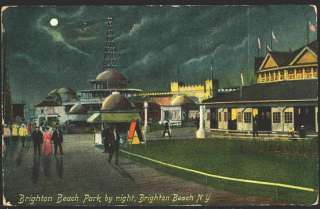 Brighton Beach New York NY 1910 Brighton Beach Park at Night Vintage 