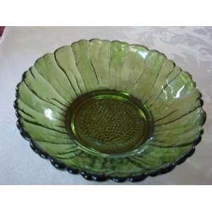 Heavy Green Glass Salad Bowl 