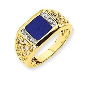   Lapis Diamond Ring Diamond quality A (I2 clarity, I J color) Jewelry