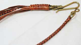New brass genuine leather mens biker wallet chain belt handmade key 