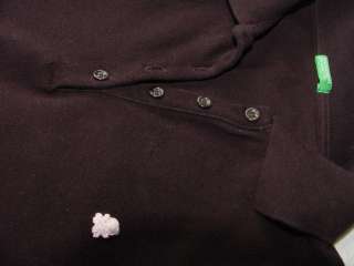 BENETTON polo shirt ~~~~~ Brown Cotton 3/4 sleeve ~~~~~ S  