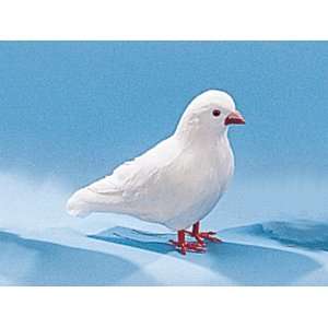    6 Standing White Pigeon Bird Furry Animal Figurine: Toys & Games