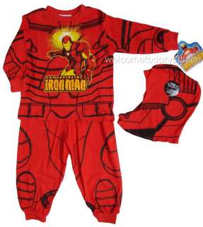 IRON MAN Pajamas Boys 3pc Sleep Set RED 3 Marvel NEW  