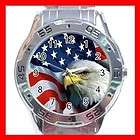 Eagle American Flag Nation Stainless Steel Watch Analogue Mens