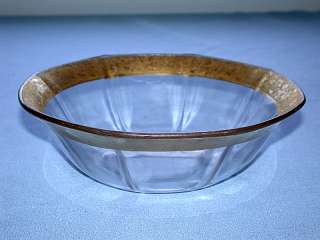 Elegant Depression Glass Bowl w/Wide Gilt Gold Band Rim  