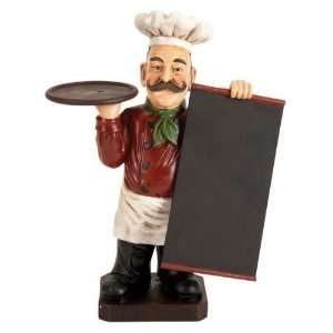  French Fat Chef With Chalk Board Menu & Tray: Kitchen 