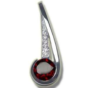  .10 ct 8mm Round Garnet Slide Pendant: Jewelry