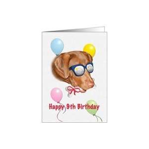  Happy Birthday, 9th, Dog, Balloons Card: Toys & Games
