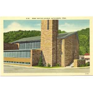  1940s Vintage Postcard First Baptist Church   Gatlinburg 