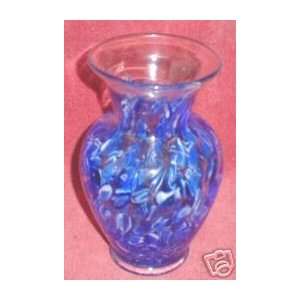  Blue,Crystal & White Blown Glass Vase: Everything Else