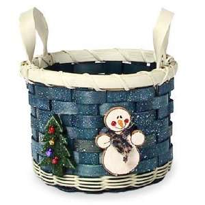   Andrea Basket Small Round Blue Christmas Basket