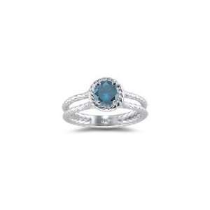  0.56 Ct Blue Diamond Ring in 14K White Gold 8.5: Jewelry