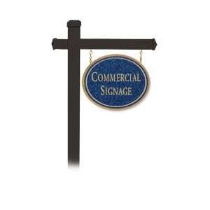  COMMERCIAL SIGN OVAL BLACK POST MOUNTED COBALT BLUE SIGN 