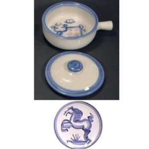  Porringer for Two, Blue Horse Pattern: Kitchen & Dining