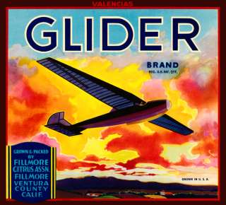 Vintage Reproduction Valencias Glider Brand label  