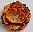 Variegated Orange Gerbera Daisy Silk Flower Hair Clip Pinup Wedding 
