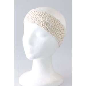  Fashion Hair Accessory ~ White Rose Knit Headwrap: Sports 