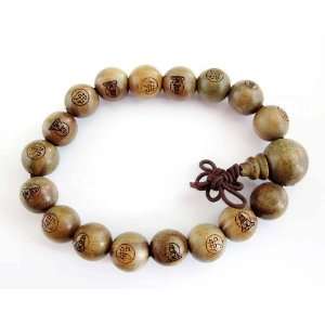   Green Sandalwood Beads Buddhist Prayer Wrist Mala Bracelet: Jewelry