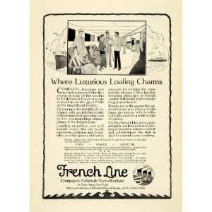 1923 Ad French Line Cruise Ship Deck Paris Tourism Sightseeing 