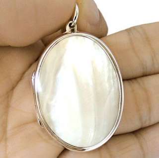 BIG SEA SHELL PICTURE PHOTO LOCKET STERLING 925 SILVER OVAL MOTHER 