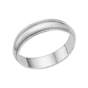  14K White Gold 5mm Milligrain Wedding Band Ring Jewelry
