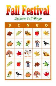 Fall Festival Holiday Party Game Activity Bingo Cards  