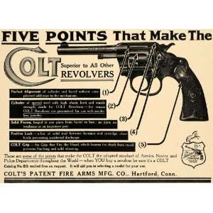  1910 Ad Colts Patent Fire Arms Revolvers Hartford Guns 