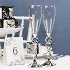 Love Knot Silver Pla​ted Wedding Toasting Flutes Goblets
