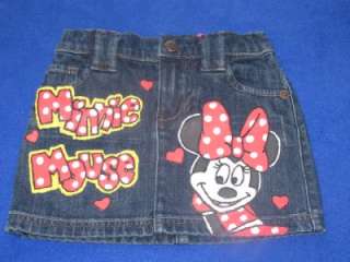 Custom Minnie Mouse Disney painted denim jean skirt 2T  