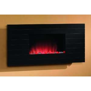   05   36 Wide Wall Hanging Electric Fireplace (Wood with Shadow Lines