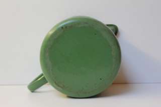 Antique Dutch green black line enamel milk warmer pitcher.1930s 