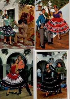   EMBROIDERED SPANISH DANCERS 4 EMBROIDERY DANCING POSTCARDS  