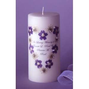  Queen Anne Purple Heart Swarovski Crystal Memorial Candle 