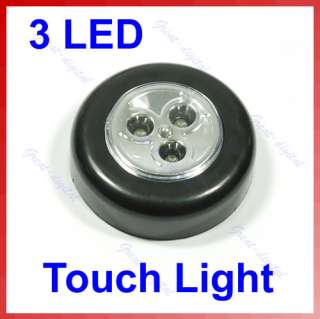 LED Battery Powered Stick Tap Touch Light Lamp Black  