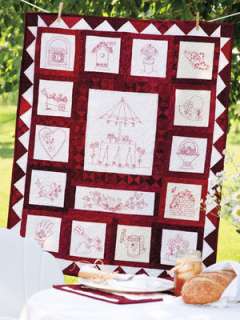   Stitchery Redwork Embroidery Quilt Design Block Towel Seed Packet