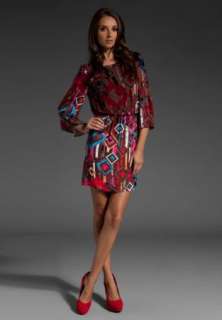 New Alice + Olivia Gemma Velvet Print Blouson Dress Sz XS S M  