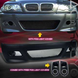 00 06 BMW E46 2DR COUPE M3 LOOK FRONT BUMPER COVER+FOG LIGHTS 325ci 