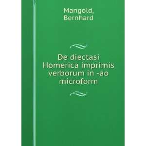   Homerica imprimis verborum in  ao microform Bernhard Mangold Books