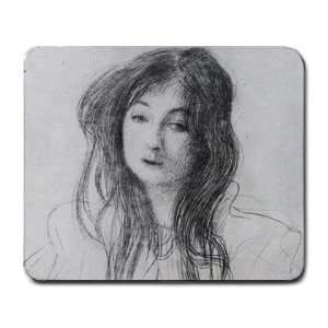  Girl with Long Hair By Gustav Klimt Mouse Pad: Office 