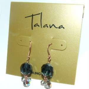 Talana 18kt Sterling Crystal Swarovski Grey & Irridescent Ball 