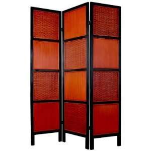 Oriental Furniture Tainan Screen Room Divider Red Woven 