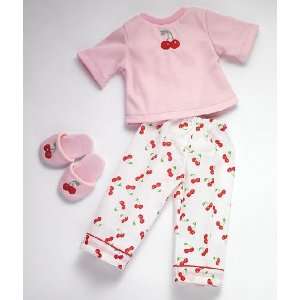  Cherry Dreams Doll Pajamas and Matching Slippers: Toys 