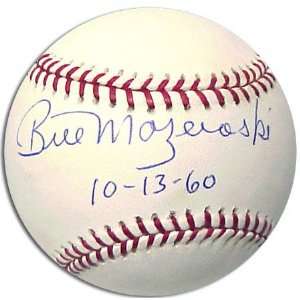 Bill Mazeroski Autographed Baseball with Inscription:  