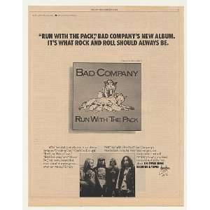  1976 Bad Company Run With The Pack Swan Song Records Print Ad 