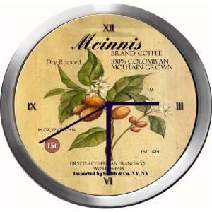  MCINNIS 14 Inch Coffee Metal Clock Quartz Movement 