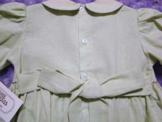 CARRIAGE BOUTIQUES SMOCKED SPRING GREEN DRESS W/LAVENDER EMBROIDERY~2T 